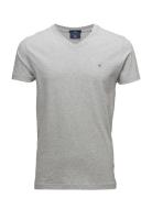 Original Slim V-Neck T-Shirt Tops T-Kortærmet Skjorte Grey GANT