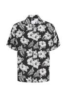 Jjguru Monochrome Aop Resort Shirt Ss Tops Shirts Short-sleeved Black ...