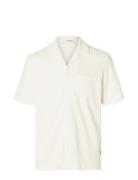 Slhrelax-Terry Ss Resort Shirt Ex Tops Shirts Short-sleeved Cream Sele...