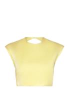 Anya Satin Top Tops Blouses Sleeveless Yellow Bardot