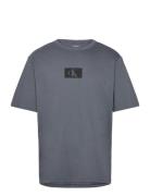 S/S Crew Neck Tops T-Kortærmet Skjorte Grey Calvin Klein