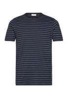 Striped Tee S/S Tops T-Kortærmet Skjorte Navy Lindbergh