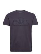 Reg Tonal Shield Ss T-Shirt Tops T-Kortærmet Skjorte Black GANT