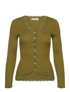 Rwbabette Ls V-Neck Regular Lace Ca Tops Knitwear Cardigans Green Rose...