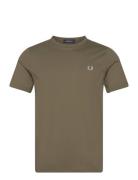 Ringer T-Shirt Tops T-Kortærmet Skjorte Green Fred Perry