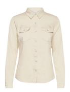 Vibista Denim Shirt-Noos Tops Shirts Long-sleeved Cream Vila