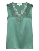 Silk Top Tops Blouses Sleeveless Green Rosemunde