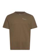 Regular Trademark Chest Print T-Shi Tops T-Kortærmet Skjorte Khaki Gre...