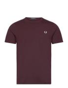 Crew Neck T-Shirt Tops T-Kortærmet Skjorte Burgundy Fred Perry