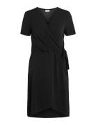 Vinayeli S/S Knee Wrap Dress/Su - Noos Knælang Kjole Black Vila