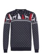 Dpx-Mas Deer Knit Tops Knitwear Round Necks Multi/patterned Denim Proj...