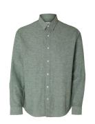 Slhregnew-Linen Shirt Ls Classic Tops Shirts Casual Green Selected Hom...