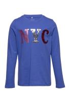 Nkfosilia Ls Top Tops T-shirts Long-sleeved T-Skjorte Blue Name It