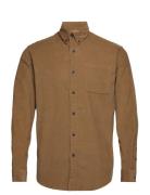 Slhregrick-Cord Shirt Ls W Tops Shirts Casual Brown Selected Homme