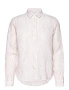 Reg Linen Stripe Shirt Tops Shirts Long-sleeved Cream GANT