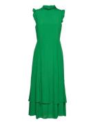 Midi Length Ruffle Dress Knælang Kjole Green IVY OAK