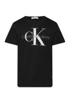 Ck Monogram Ss T-Shirt Tops T-Kortærmet Skjorte Black Calvin Klein