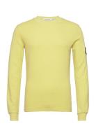 Badge Waffle Ls Tee Tops Sweatshirts & Hoodies Sweatshirts Yellow Calv...