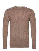 Slhberg Cable Crew Neck Noos Tops Knitwear Round Necks Brown Selected ...