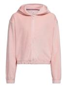 Velours Zip Through Hoodie Tops Sweatshirts & Hoodies Hoodies Pink Tom...