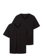 Double Pack V-Neck Tee Tops T-Kortærmet Skjorte Black Tom Tailor