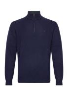 Lambswool Hzip Tops Knitwear Half Zip Jumpers Navy Hackett London