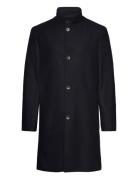 Wool Blend Funnel Neck Coat Uldfrakke Frakke Navy Calvin Klein