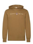 Printed Graphic Hoodie Tops Sweatshirts & Hoodies Hoodies Beige GANT