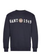 Crest C-Neck Tops Sweatshirts & Hoodies Sweatshirts Navy GANT