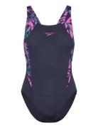 Womens Hyperboom Splice Muscleback Sport Swimsuits Navy Speedo