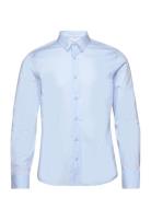 Poplin Stretch Slim Shirt Tops Shirts Casual Blue Calvin Klein