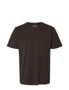 Slhaspen Slub Ss O-Neck Tee Noos Tops T-Kortærmet Skjorte Brown Select...