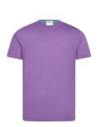 Contrast Logo Ss T-Shirt Tops T-Kortærmet Skjorte Purple GANT