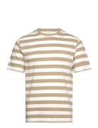 Stripe Ss T-Shirt Tops T-Kortærmet Skjorte Beige GANT