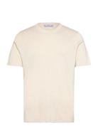 Cotton Blend Knitted T-Shirt Tops T-Kortærmet Skjorte Cream Mango
