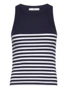 Stripe-Print Top Tops T-shirts & Tops Sleeveless Navy Mango
