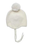Bonnet Wool Knit W. Pompom Accessories Headwear Hats Baby Hats Cream H...