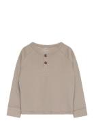 Rib Jersey T-Shirt W. Ls Tops T-shirts Long-sleeved T-Skjorte Beige Co...