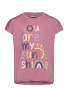 Long T-Shirt W. Print -S/S Tops T-Kortærmet Skjorte Pink Color Kids