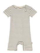 Jumpsuit S/S Modal Striped Bodysuits Short-sleeved Blue Petit Piao