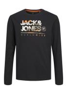 Jjluke Tee Ls Crew Neck Mni Tops T-shirts Long-sleeved T-Skjorte Black...