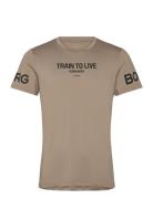 Borg Graphic T-Shirt Tops T-Kortærmet Skjorte Beige Björn Borg