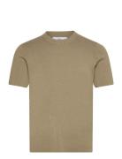 Knit Cotton T-Shirt Tops T-Kortærmet Skjorte Khaki Green Mango