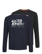 Jjluke Tee Ls Crew Neck 2Pk Mp Jnr Tops T-shirts Long-sleeved T-Skjort...