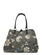 Weekend Bag Black Flower Linen Shopper Taske Multi/patterned Ceannis