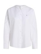 Collarless Poplin Regular Shirt Tops Shirts Long-sleeved White Tommy H...