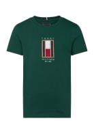 Flag Embroidered Reg Tee Ss Tops T-Kortærmet Skjorte Green Tommy Hilfi...