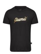 Ess+ Script Metallic Tee G Tops T-Kortærmet Skjorte Black PUMA