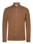 Yarn Dyed Oxford Superflex Shirt Tops Shirts Casual Brown Lindbergh