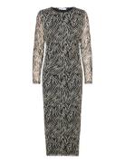 Animal-Print Midi-Dress Knælang Kjole Black Mango